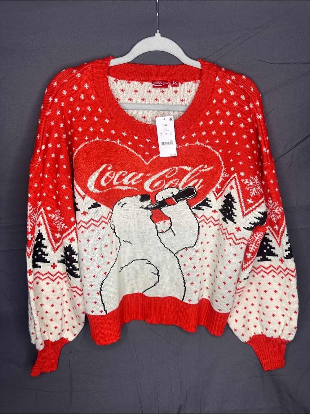 Coca Cola Red, White & Black Polar Bear Christmas Sweater